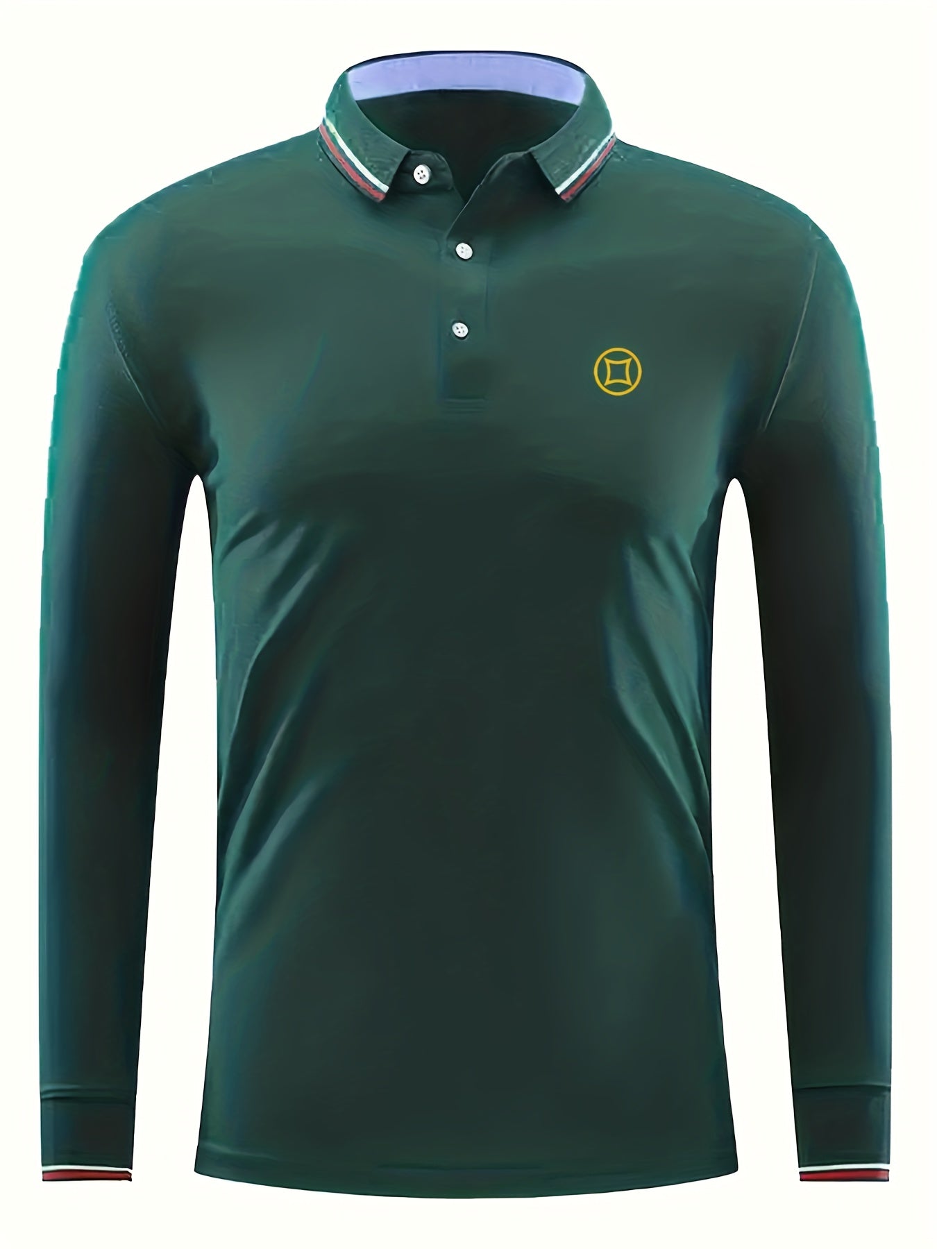 Copper Coin Print Men's Lapel Polo Shirt Casual Slightly Stretch