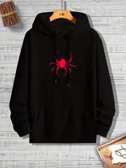 Spider Print Graphic Hoodie Men's Pullover for Halloween