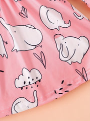 Baby Girl Elephant Printed Long Sleeve Dress