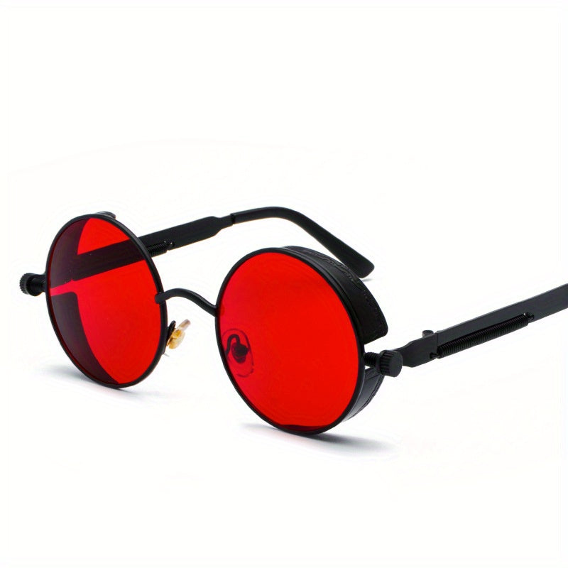 Round Sunglasses Cyberpunk Hippie Style Metal Frame UV Protection