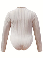 Ribbed Long Sleeve Round Neck Stretch Bodysuit