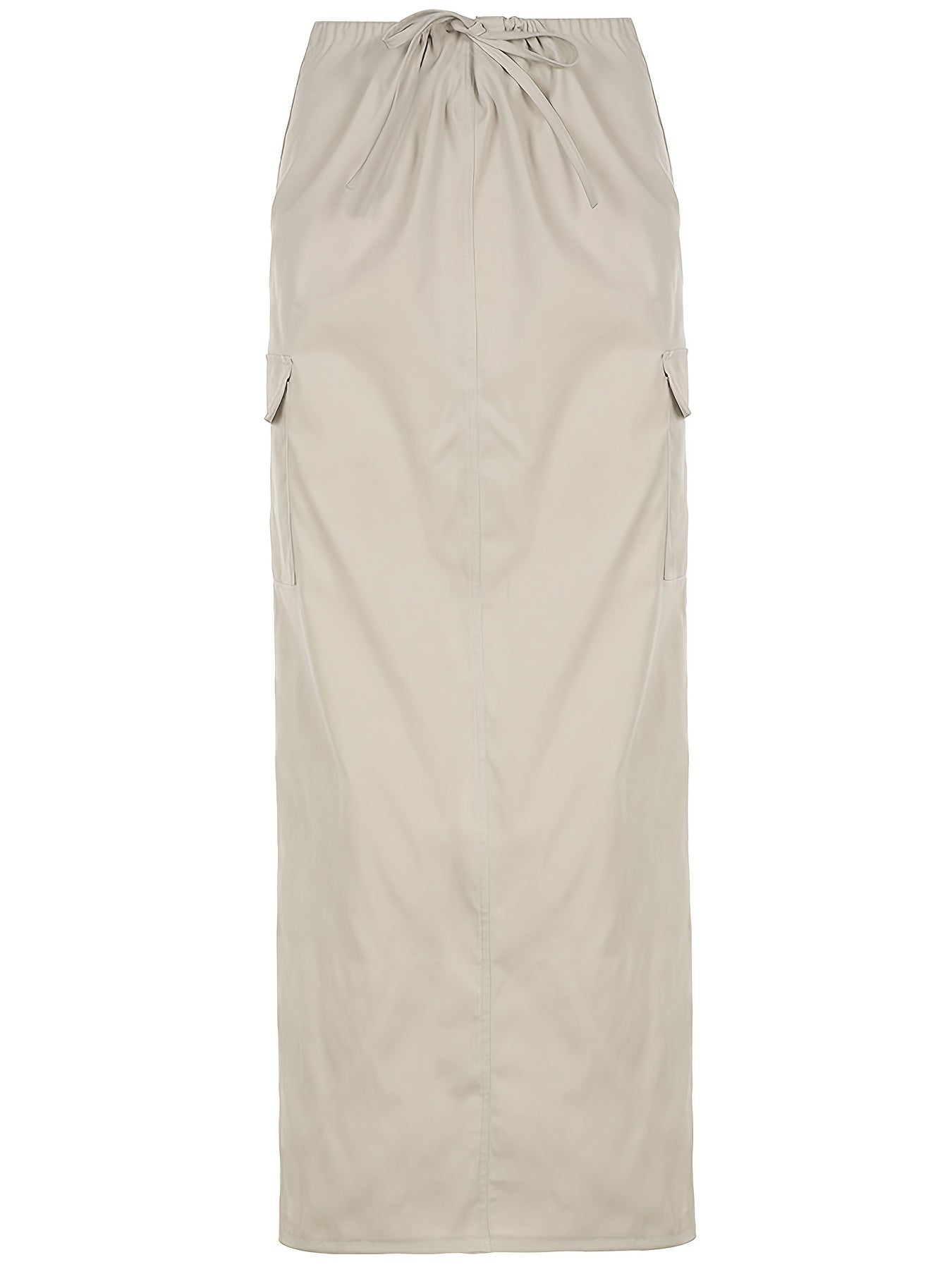 Y2K Maxi Cargo Skirts Drawstring Waist Casual Stylish Pleated Skirts