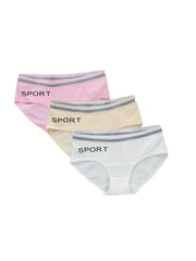 3pcs Cotton Briefs SPORT Print Panties For Girls 9-15 Years