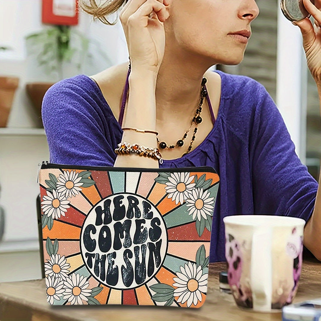 Sunshine Makeup Bag for Women, Inspirational Gift, Small Travel Wash Bag
