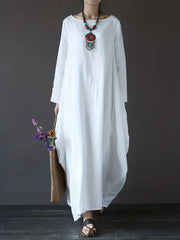 Solid Long Sleeve Baggy Maxi Dress