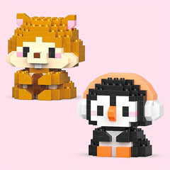 2pcs Cartoon Animals Building Blocks Toys - Lion & Sheep Chicken & Elephant