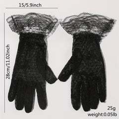 Lace Bowknot Pattern Gloves Wedding Bridal Decorative Gloves For Women