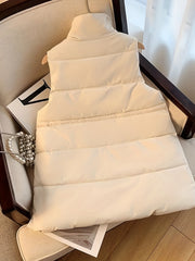 Sleeveless Warm Vest Zip Up Casual Solid