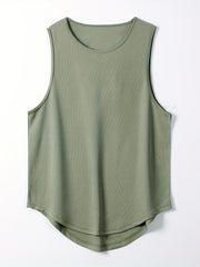 Men's Tank Top Solid Stretch Crew Neck Sleeveless Sports Top
