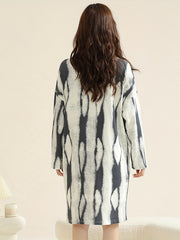Striped Print NightDress Long Sleeve V Neck Pajama Dress