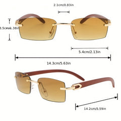 Rimless Sunglasses Retro Rectangle Metal Sun Shades UV400