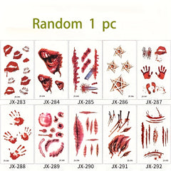 Realistic Gory Halloween Wound Tattoo Stickers (1pc/3pcs/10pcs)