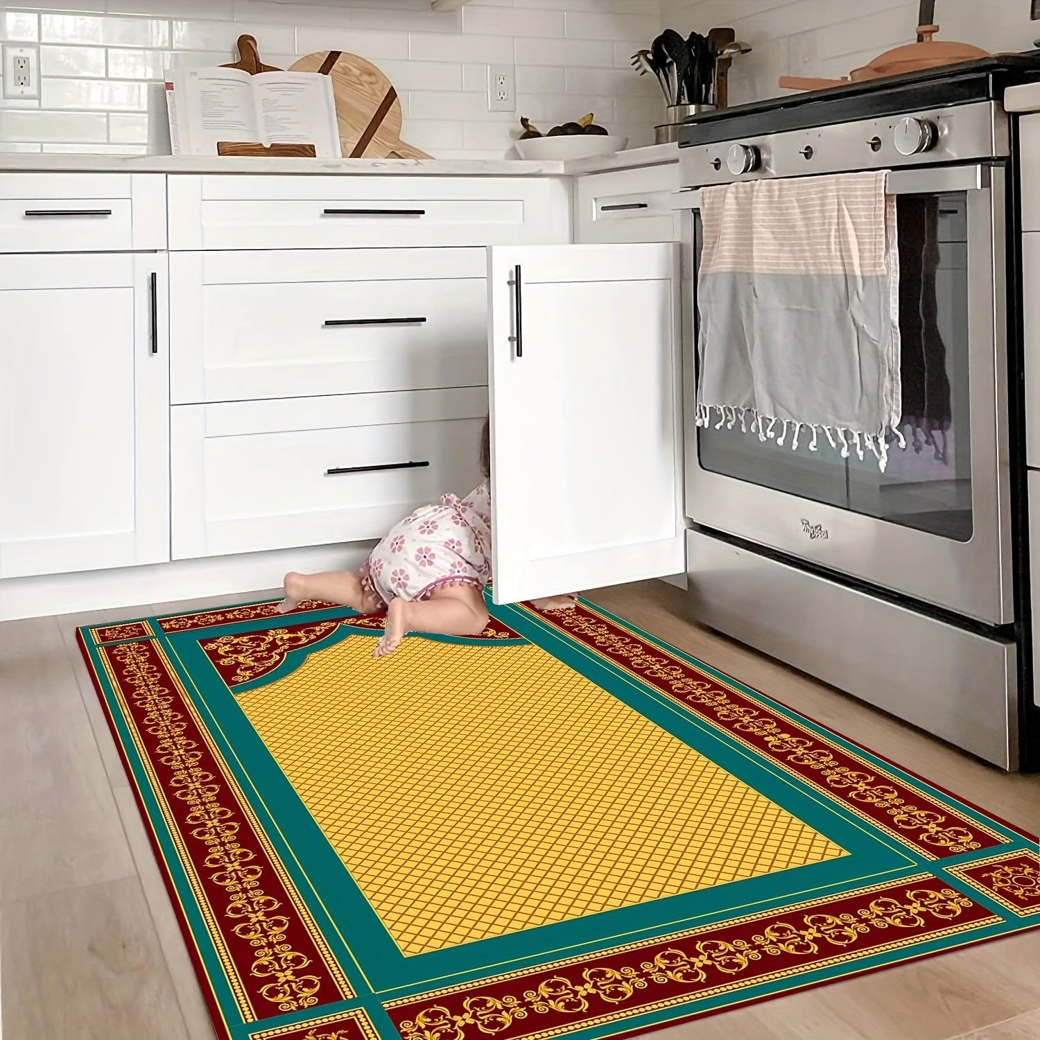 Large Prayer Rug Non-slip Floral Outdoor Indoor Mat