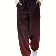 Women's Plus Ombre Print Sporty Pants Elastic Waist Joggers