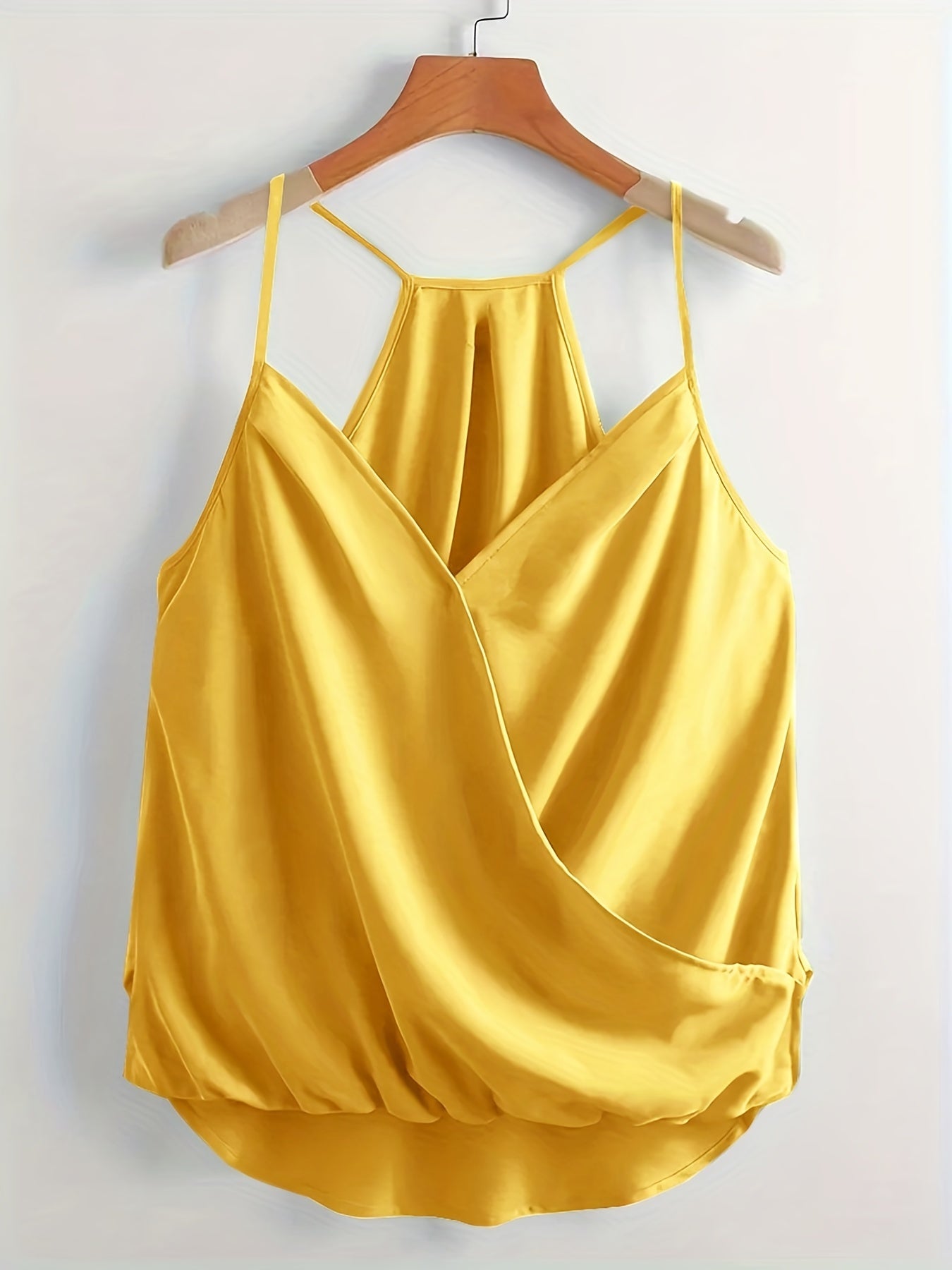 V Neck Wrap Cami Top Solid Spaghetti Strap Sexy Top
