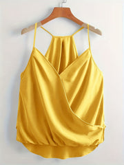 V Neck Wrap Cami Top Solid Spaghetti Strap Sexy Top