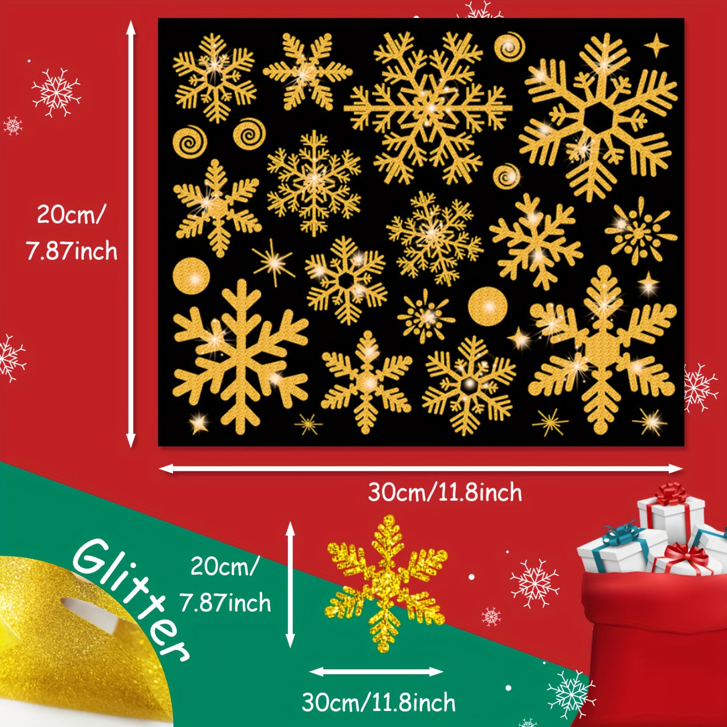 Glitter Snowflake Window Clings Set