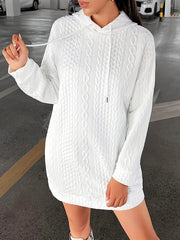 Textured Kangaroo Pocket Hoodie For Women