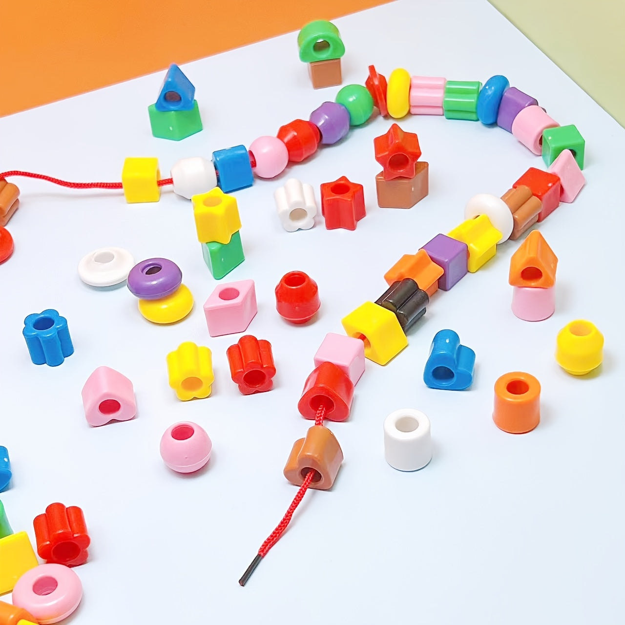 Kids Bead & Block Toys for Concentration Training Random Shapes Mixed