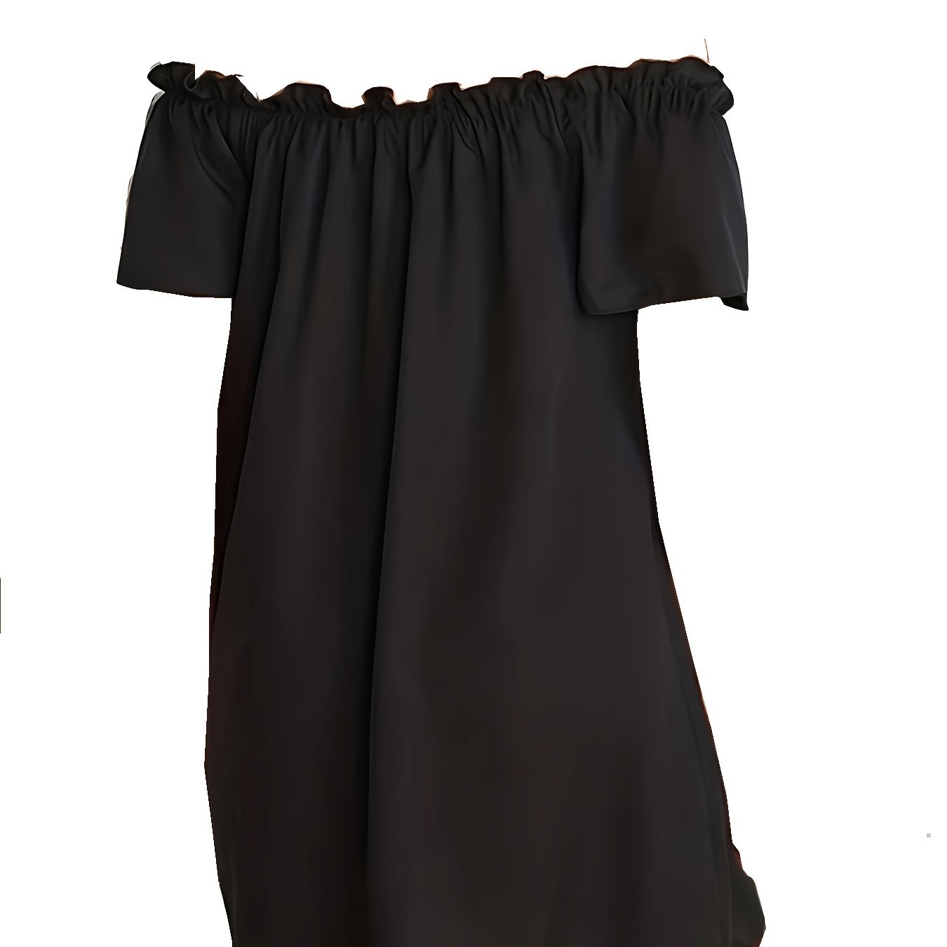 Off Shoulder Ruffle Trim Dress Casual Short Sleeve Loose Dress