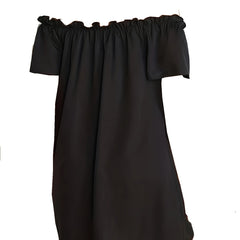 Off Shoulder Ruffle Trim Dress Casual Short Sleeve Loose Dress
