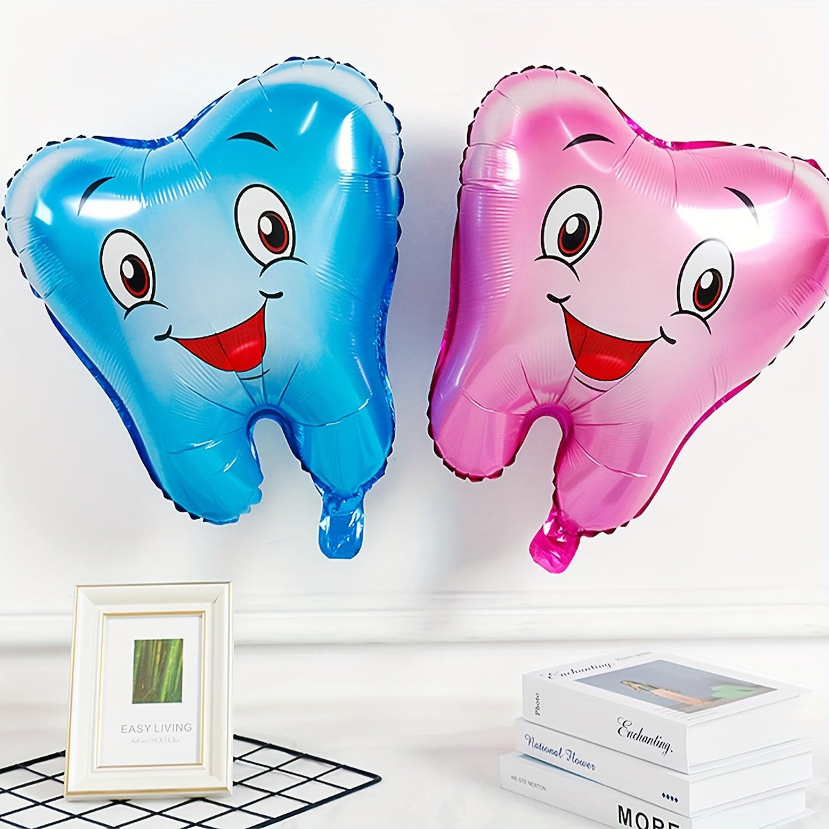 2pcs Smile Teeth Balloon Set Pink Aluminum Film Love Teeth Oral Clinic Party Dec