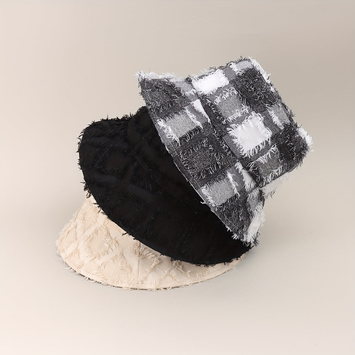 Plaid Block Basin Hat Hip Hop Sunscreen Fishermen Cap For Women