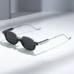 Men's Half Frame Vintage Brown Sunglasses Hip hop Anti Light Glasses