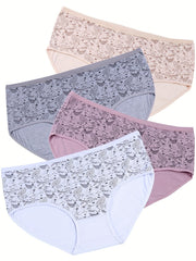 4 Pack Plus Size Boho Underwear Set Women's Paisley Print Soft Panty Set