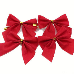12pcs Christmas Tree Decoration Bow Red Flocking Bow Christmas Holiday Supplies