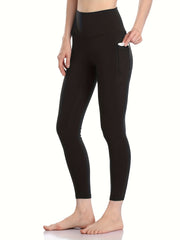 High Waist Yoga Pants Solid Butt Lifting With Pocket Slimming Leggings