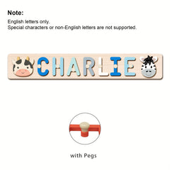 Personalized Wooden Name Puzzle with Animal & Car Designs