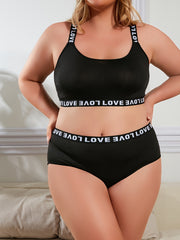 Sports Outfit: Letter Tape Top & Underwear Set