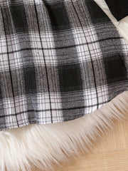 Baby Girls Cat Face Top & Plaid Skirt Set