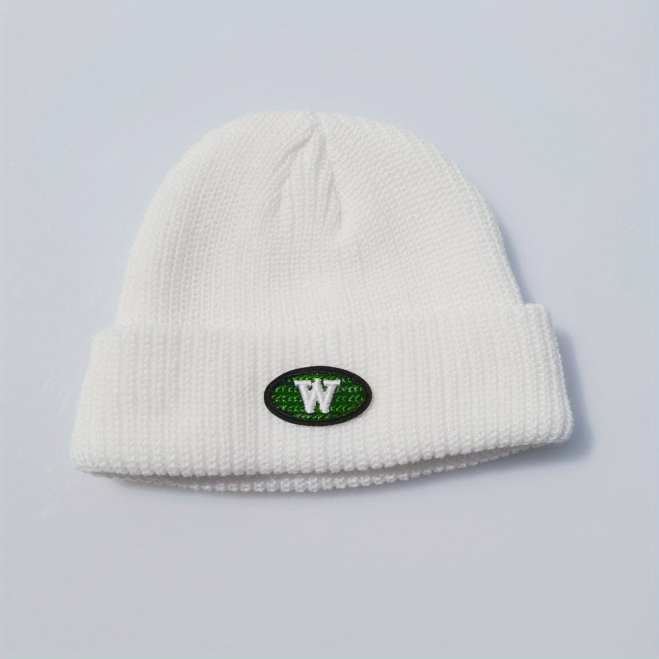 Embroidery Beanie Solid Knit Hat Unisex Windproof Warm Skull Cap
