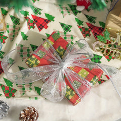 6pcs Christmas Crochet Wire Edge Ribbon DIY Bow Accessories