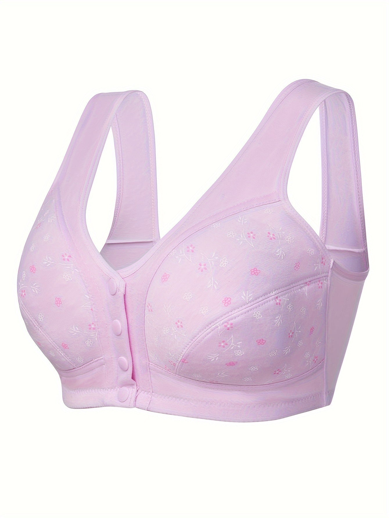 3pcs Floral Wireless Front Buckle Bras Women's Lingerie