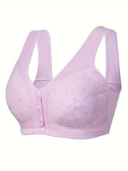 3pcs Floral Wireless Front Buckle Bras Women's Lingerie