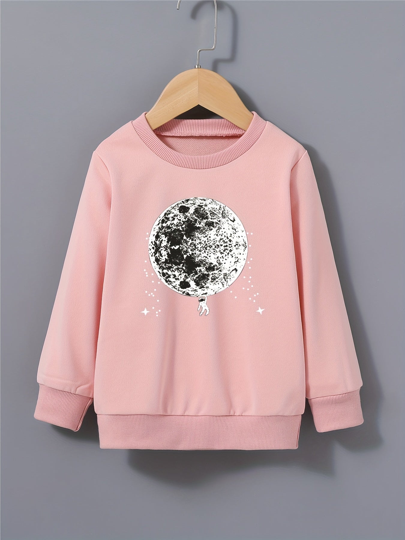Boy's Astronaut Print Crew Neck Sweatshirt Long Sleeve Top