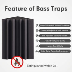 8pcs Bass Trap Acoustic Foam High Density Fire Resistant