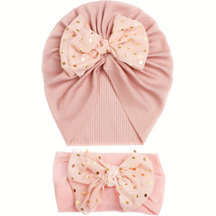 Butterfly Knot Baby Hat And Headband Set