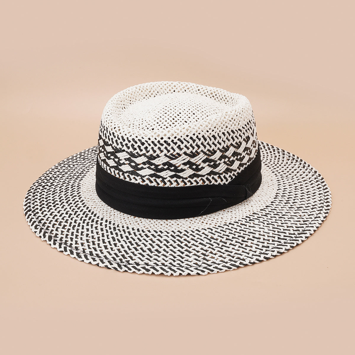British Style Straw Hat Concave Top Jazz Hat