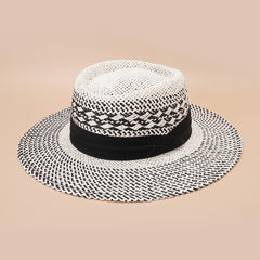 British Style Straw Hat Concave Top Jazz Hat