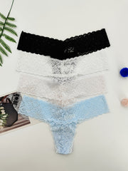 4 Pcs Women's Lace Tanga Panties Low Rise Cheeky Underwear