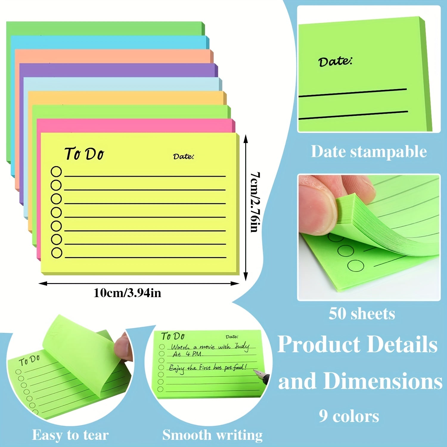 Fluorescent Planner Sticky Notes Memo Pad - Personalized