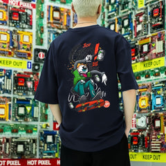 Cartoon Skater Print Men's Graphic T-shirt for Summer