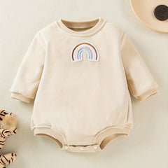 Newborn Infant Long Sleeves Rainbow Sweatshirt Romper