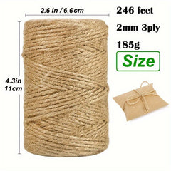 Natural Jute Twine String 2mm - 246 Feet - DIY Crafts Gardening Gift Wrapping