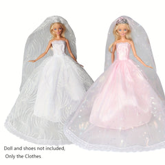 Doll Dresses Wedding Dresses with Crown Veil Party Skirts for 29" Doll