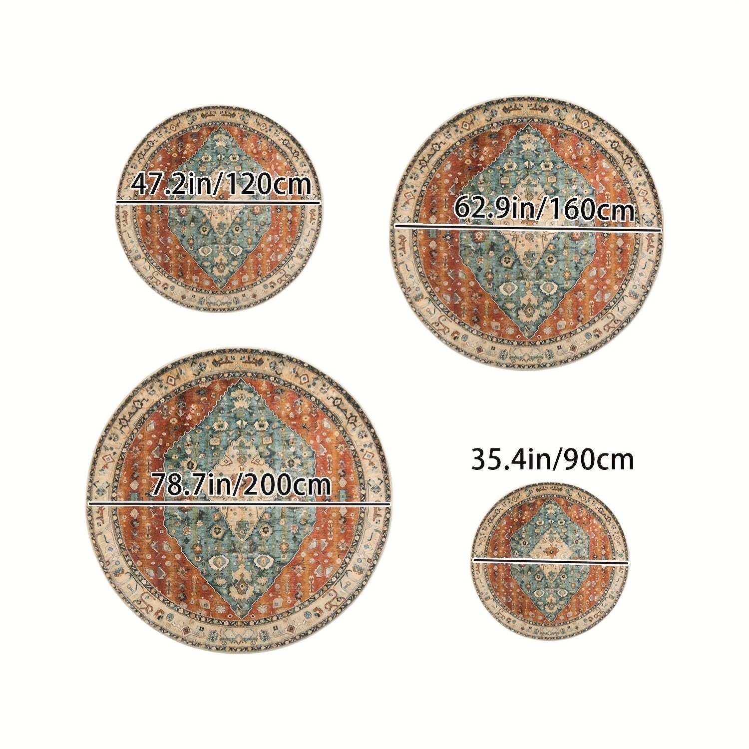 Boho Tribal Area Rug Soft Living Room Mat Vintage Washable Indoor Floor Carpet